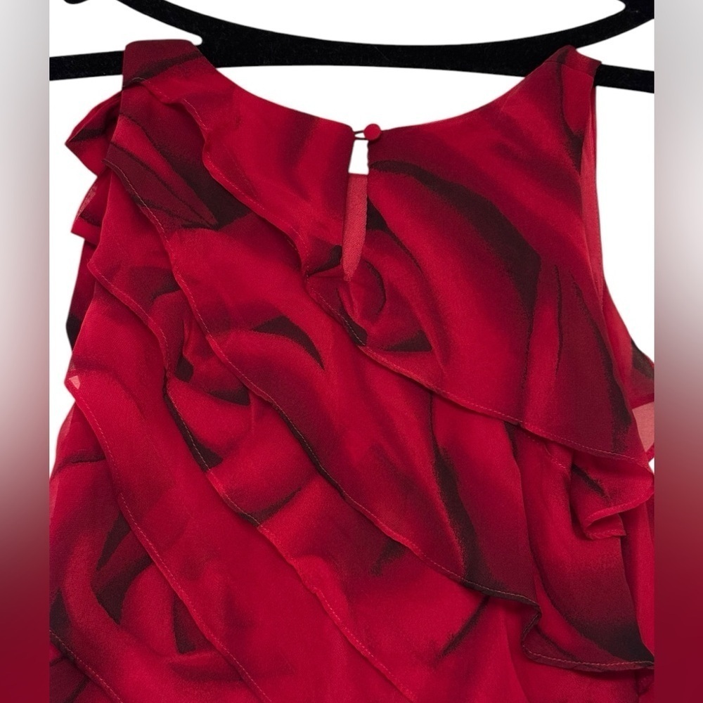 WHBM Rose Print Tiered Chiffon Ruffle Dress - Picture 5 of 8